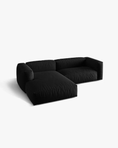 COLTAR MARTINA, NEGRU, 244 CM, STANGA, CU TAPITERIE DIN TEXTIL STRUCTURAT BOSTON, MICADONI - Img 2