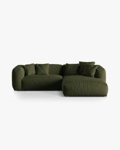 COLTAR MARTINA, VERDE, 280 CM, DREAPTA, CU TAPITERIE DIN TEXTIL STRUCTURAT BOSTON, MICADONI