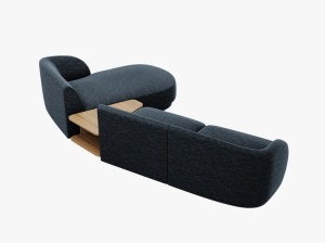 COLTAR MILEY, CU 3 LOCURI, PE DREAPTA, ALBASTRU ROYAL, CU TAPITERIE DIN TEXTIL CHENILLE HAGA, MICADONI - Img 3