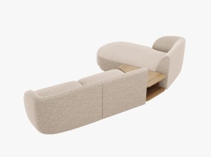 COLTAR MILEY, CU 3 LOCURI, PE STANGA, BEJ, CU TAPITERIE DIN TEXTIL CHENILLE HAGA, MICADONI - Img 3