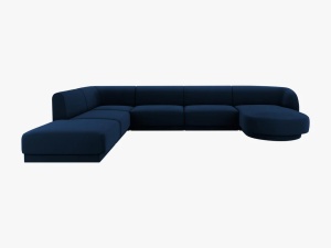 COLTAR MILEY STANGA, 6 LOCURI, 327 CM, ALBASTRU 86, TAPITERIE DIN CATIFEA, DESIGN DEOSEBIT - Img 2