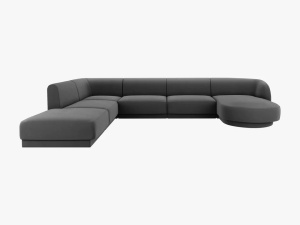 COLTAR MILEY STANGA, 6 LOCURI, 327 CM, GRI 14, TAPITERIE DIN CATIFEA, DESIGN DEOSEBIT - Img 2