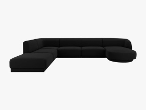 COLTAR MILEY STANGA, 6 LOCURI, 327 CM, NEGRU 19, TAPITERIE DIN CATIFEA, DESIGN DEOSEBIT - Img 2