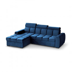 COLTAR MODERN DEOSEBIT, GOMEZ STANGA 267CM, DIN CATIFEA DE CULOARE ALBASTRA, CONFORT SPORIT