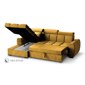 COLTAR MODERN DEOSEBIT, GOMEZ STANGA 267CM, DIN CATIFEA DE CULOARE GALBENA, CONFORT SPORIT - Img 6