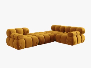 COLTAR MODULAR BELLIS, 4 LOCURI, 282 CM, GALBEN 41, TAPITERIE DIN CATIFEA, DESIGN DEOSEBIT - Img 2