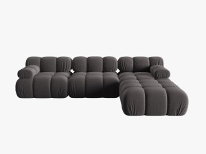 COLTAR MODULAR BELLIS, 4 LOCURI, 282 CM, GRI INCHIS 97, TAPITERIE DIN CATIFEA, DESIGN DEOSEBIT - Img 3
