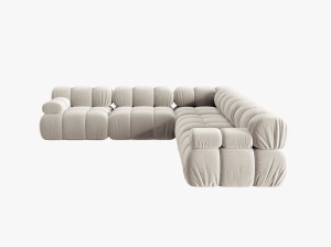 COLTAR MODULAR BELLIS, 5 LOCURI, 282 CM, BEJ DESCHIS 21, TAPITERIE DIN CATIFEA, DESIGN DEOSEBIT - Img 5