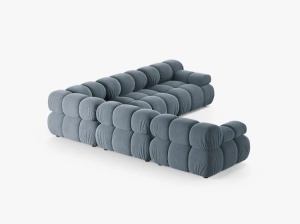 COLTAR MODULAR BELLIS, ALBASTRU DESCHIS, CU TAPITERIE DIN CATIFEA BLUVEL, MICADONI - Img 3