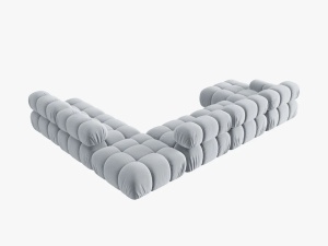 COLTAR MODULAR BELLIS, DREAPTA, 6 LOCURI, 379 CM, ALBASTRU DESCHIS 80, TAPITERIE DIN CATIFEA, DESIGN DEOSEBIT - Img 4