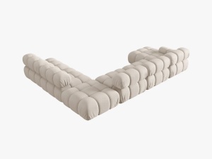 COLTAR MODULAR BELLIS, DREAPTA, 6 LOCURI, 379 CM, BEJ DESCHIS 23, TAPITERIE DIN CATIFEA 3D, DESIGN DEOSEBIT - Img 2