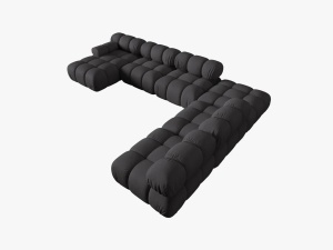 COLTAR MODULAR BELLIS, DREAPTA, 6 LOCURI, 379 CM, ESPRESSO 15, TAPITERIE DIN CATIFEA 3D, DESIGN DEOSEBIT - Img 3