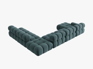 COLTAR MODULAR BELLIS, DREAPTA, 6 LOCURI, 379 CM, VERDE PETROL 87, TAPITERIE DIN CATIFEA, DESIGN DEOSEBIT - Img 6