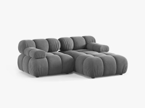 COLTAR MODULAR BELLIS, PE DREAPTA, GRI DESCHIS, CU TAPITERIE DIN CATIFEA VENUS, MICADONI - Img 2