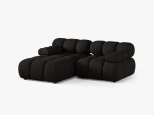COLTAR MODULAR BELLIS, PE STANGA, NEGRU, CU TAPITERIE DIN TEXTIL STRUCTURAT LIBERTY, MICADONI - Img 2