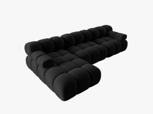 COLTAR MODULAR BELLIS, STANGA, 3 LOCURI, 285 CM, NEGRU 100, TAPITERIE DIN CATIFEA, DESIGN DEOSEBIT - Img 5