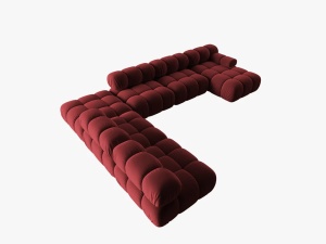 COLTAR MODULAR BELLIS, STANGA, 6 LOCURI, 379 CM, ROSU INCHIS 59, TAPITERIE DIN CATIFEA, DESIGN DEOSEBIT - Img 5