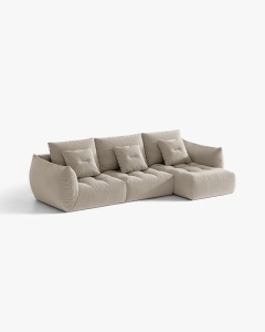 COLTAR MODULAR BLOOM, PE DREAPTA, BEJ DESCHIS, 327 CM, CU TAPITERIE DIN TEXTIL CATIFEA CASINO, MICADONI - Img 2