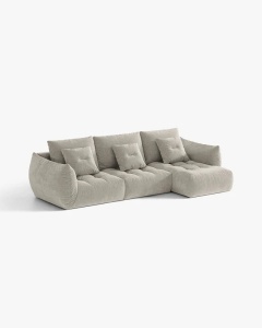 COLTAR MODULAR BLOOM, PE DREAPTA, GRI DESCHIS, 327 CM, CU TAPITERIE DIN TEXTIL STRUCTURAT WIND, MICADONI - Img 4