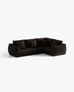 COLTAR MODULAR BLOOM, PE DREAPTA, MARO INCHIS, 316 CM, CU TAPITERIE DIN TEXTIL CATIFEA BLUVEL, MICADONI - Img 2
