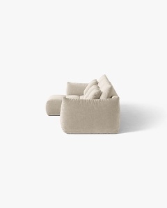 COLTAR MODULAR BLOOM, PE STANGA, BEJ DESCHIS, 327 CM, CU TAPITERIE DIN TEXTIL STRUCTURAT WIND, MICADONI - Img 3