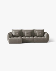 COLTAR MODULAR BLOOM, PE STANGA, GRI, 327 CM, CU TAPITERIE DIN TEXTIL CATIFEA CASINO, MICADONI