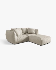 COLTAR MODULAR CHRIS, 220X100, NATURAL, CU TAPITERIE DIN TEXTIL STRUCTURAT LINS, MICADONI - Img 2