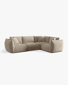 COLTAR MODULAR CHRIS, PE DREAPTA, 210X295, BEJ DESCHIS, CU TAPITERIE DIN TEXTIL CATIFEA CASINO, MICADONI - Img 3