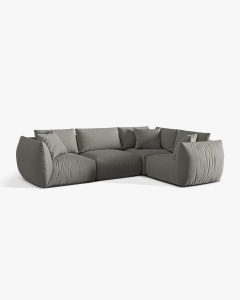 COLTAR MODULAR CHRIS, PE DREAPTA, 210X295, GRI CALD, CU TAPITERIE DIN TEXTIL STRUCTURAT LINS, MICADONI - Img 3