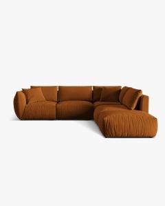 COLTAR MODULAR CHRIS, PE DREAPTA, 290X295, CARAMIZIU, CU TAPITERIE DIN TEXTIL CATIFEA CASINO, MICADONI