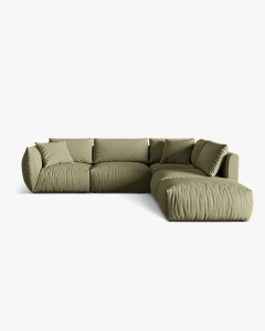 COLTAR MODULAR CHRIS, PE DREAPTA, 290X295, VERDE DESCHIS, CU TAPITERIE DIN TEXTIL STRUCTURAT LINS, MICADONI - Img 3