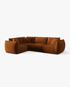COLTAR MODULAR CHRIS, PE STANGA, 210X295, CARAMIZIU, CU TAPITERIE DIN TEXTIL CATIFEA CASINO, MICADONI - Img 2
