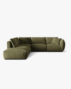 COLTAR MODULAR CHRIS, PE STANGA, 290X295, VERDE DESCHIS, CU TAPITERIE DIN TEXTIL CATIFEA CASINO, MICADONI - Img 3