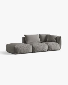 COLTAR MODULAR CHRIS, PE STANGA, 315X100, GRI, CU TAPITERIE DIN TEXTIL CATIFEA CASINO, MICADONI - Img 3