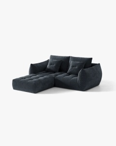 COLTAR MODULAR, CU 2 LOCURI, BLOOM, ALBASTRU MARIN, 327 CM, CU TAPITERIE DIN TEXTIL STRUCTURAT WIND, MICADONI - Img 2