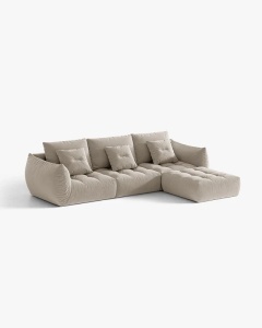 COLTAR MODULAR, CU 2 LOCURI, BLOOM, BEJ DESCHIS, 327 CM, CU TAPITERIE DIN TEXTIL CATIFEA CASINO, MICADONI - Img 2
