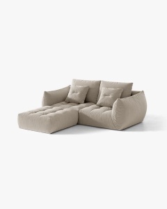 COLTAR MODULAR, CU 2 LOCURI, BLOOM, BEJ DESCHIS, 327 CM, CU TAPITERIE DIN TEXTIL STRUCTURAT WIND, MICADONI - Img 2