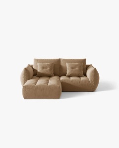 COLTAR MODULAR, CU 2 LOCURI, BLOOM, BEJ MIGDALA, 327 CM, CU TAPITERIE DIN TEXTIL STRUCTURAT WIND, MICADONI