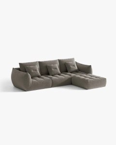 COLTAR MODULAR, CU 2 LOCURI, BLOOM, GRI, 327 CM, CU TAPITERIE DIN TEXTIL CATIFEA CASINO, MICADONI - Img 2