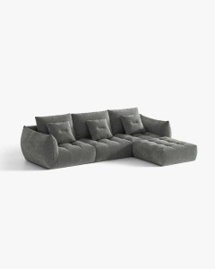COLTAR MODULAR, CU 2 LOCURI, BLOOM, GRI INCHIS, 327 CM, CU TAPITERIE DIN TEXTIL STRUCTURAT WIND, MICADONI - Img 2