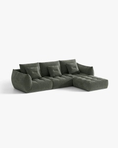 COLTAR MODULAR, CU 2 LOCURI, BLOOM, VERDE MUSCHI, 327 CM, CU TAPITERIE DIN TEXTIL STRUCTURAT WIND, MICADONI - Img 2