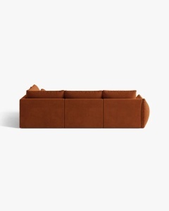 COLTAR MODULAR, CU 4 LOCURI, BLOOM, PE DREAPTA, CARAMIZIU, 316 CM, CU TAPITERIE DIN TEXTIL CATIFEA CASINO, MICADONI - Img 4