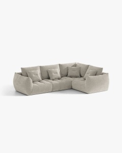 COLTAR MODULAR, CU 4 LOCURI, BLOOM, PE DREAPTA, GRI DESCHIS, 316 CM, CU TAPITERIE DIN TEXTIL STRUCTURAT WIND, MICADONI - Img 2