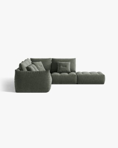 COLTAR MODULAR, CU 4 LOCURI, BLOOM, PE DREAPTA, VERDE MUSCHI, 316 CM, CU TAPITERIE DIN TEXTIL STRUCTURAT WIND, MICADONI - Img 3