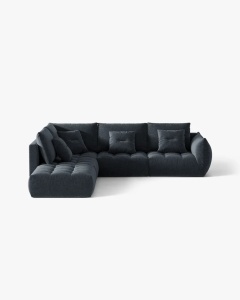 COLTAR MODULAR, CU 4 LOCURI, BLOOM, PE STANGA, ALBASTRU MARIN, 316 CM, CU TAPITERIE DIN TEXTIL STRUCTURAT WIND, MICADONI