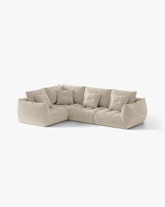 COLTAR MODULAR, CU 4 LOCURI, BLOOM, PE STANGA, BEJ DESCHIS, 316 CM, CU TAPITERIE DIN TEXTIL STRUCTURAT WIND, MICADONI - Img 2