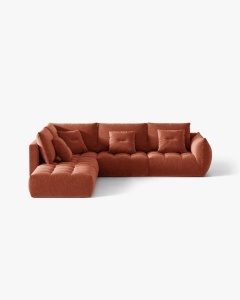 COLTAR MODULAR, CU 4 LOCURI, BLOOM, PE STANGA, CARAMIZIU, 316 CM, CU TAPITERIE DIN TEXTIL STRUCTURAT WIND, MICADONI
