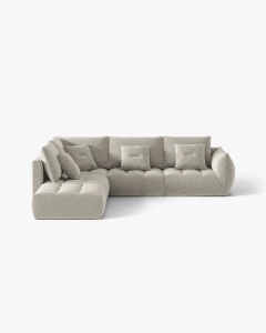 COLTAR MODULAR, CU 4 LOCURI, BLOOM, PE STANGA, GRI DESCHIS, 316 CM, CU TAPITERIE DIN TEXTIL STRUCTURAT WIND, MICADONI