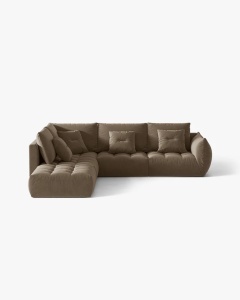 COLTAR MODULAR, CU 4 LOCURI, BLOOM, PE STANGA, MARO DESCHIS, 316 CM, CU TAPITERIE DIN TEXTIL CATIFEA CASINO, MICADONI