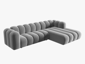 COLTAR MODULAR LUPIN, DREAPTA, 4 LOCURI, 288 CM, GRI 17, TAPITERIE DIN CATIFEA, DESIGN DEOSEBIT - Img 2